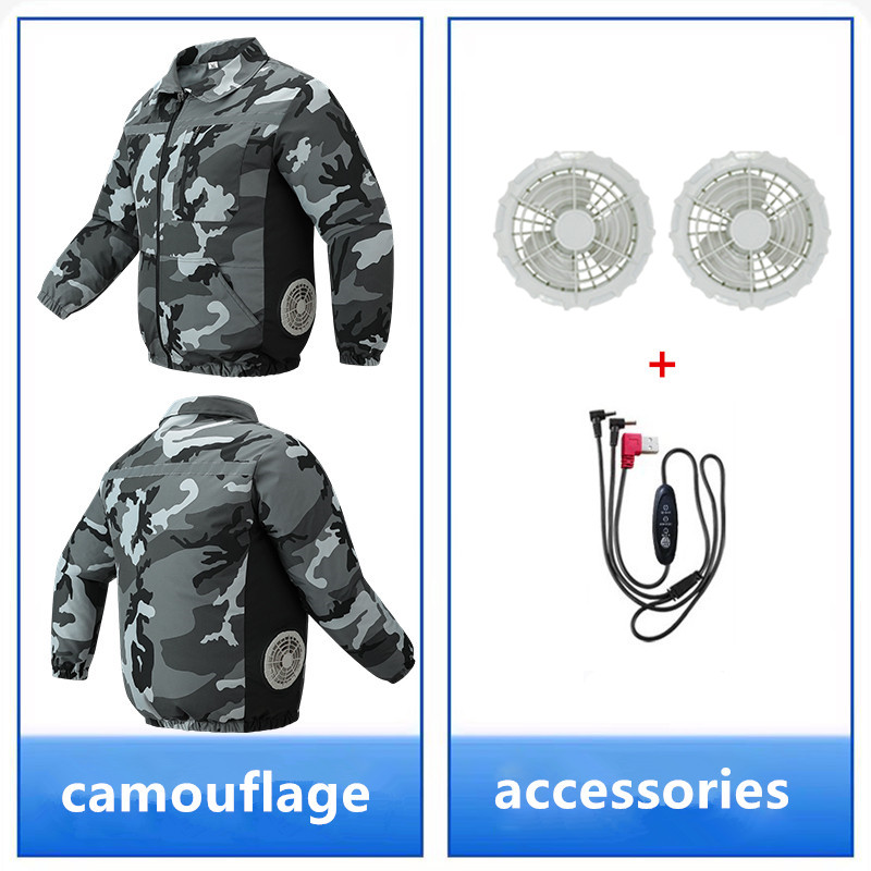 Nuova Giacca da Lavoro Rinfrescante per Uomo con Ventilatore Integrato, Ideale per Pesca, Cantiere e Guida, Prevenzione Colpi di Calore (Senza Power Bank)