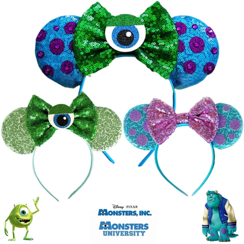 Disney monsters inc orelhas headbands menina pixar sullivan hairband monstros universidade acessórios para o cabelo crianças mike wazowski headwear