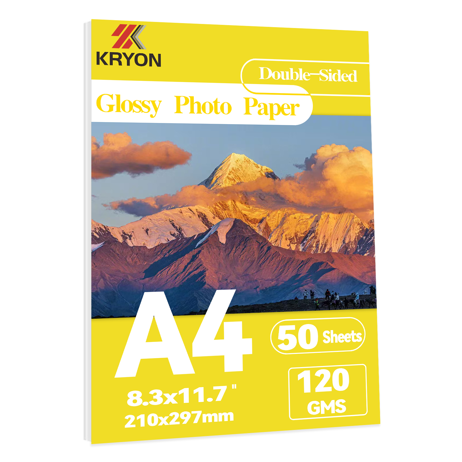 KRYON 50 feuilles A4 papier photo double face papier photographique hautement brillant 8.3x11.7 pouces Compatible avec imprimante jet d'encre 120GSM