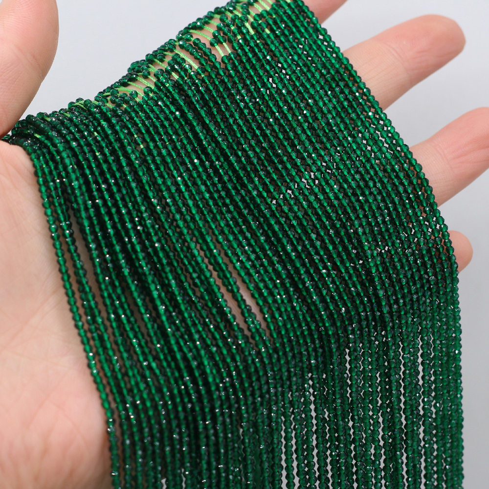 Koraliki 2mm naturalne kamienie półszlachetne Spinel ciemnozielony luźny koralik dla kobiet tworzenia biżuterii DIY bransoletka naszyjnik 38cm