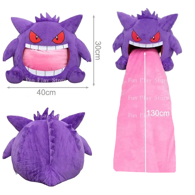 Pokemon Gengar Große Zunge Plüschtiere Anime-Zubehör Großes Gengar Schlafkissen Doppelfunktion Nickerchen-Decke Gefülltes Plüschtier Puppe