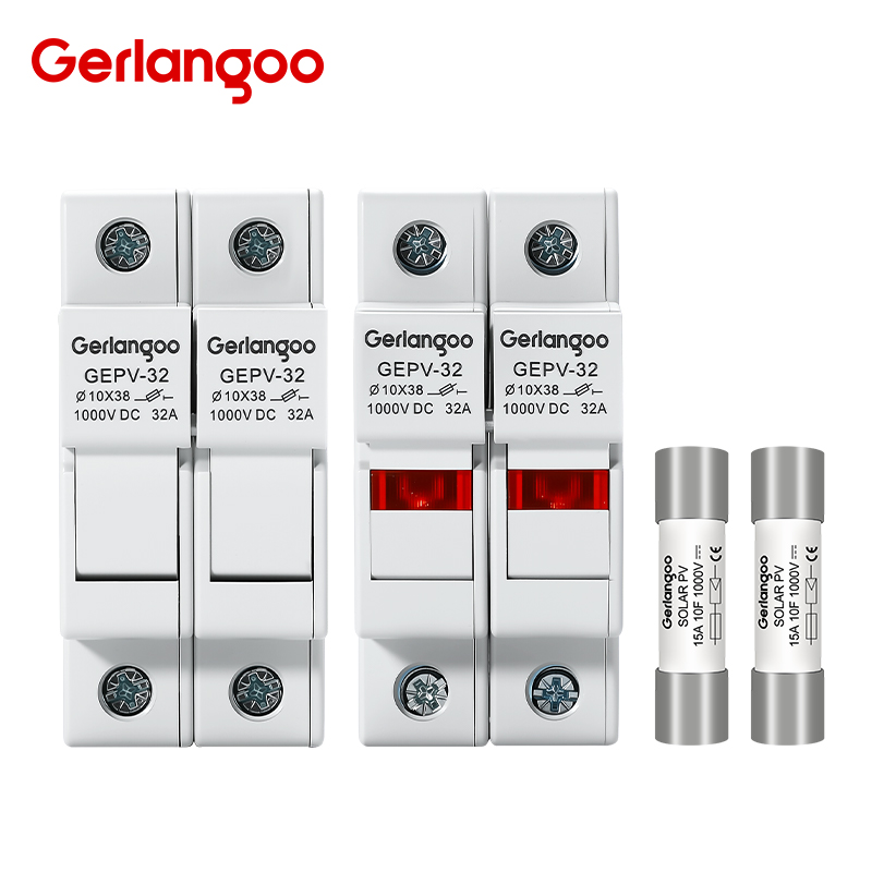 One Set 2P Parallel DC Fuse Holder 10*38mm High Voltage Solar PV 1000V 6A-32A Base Photovoltaic System Protection Protector GPV