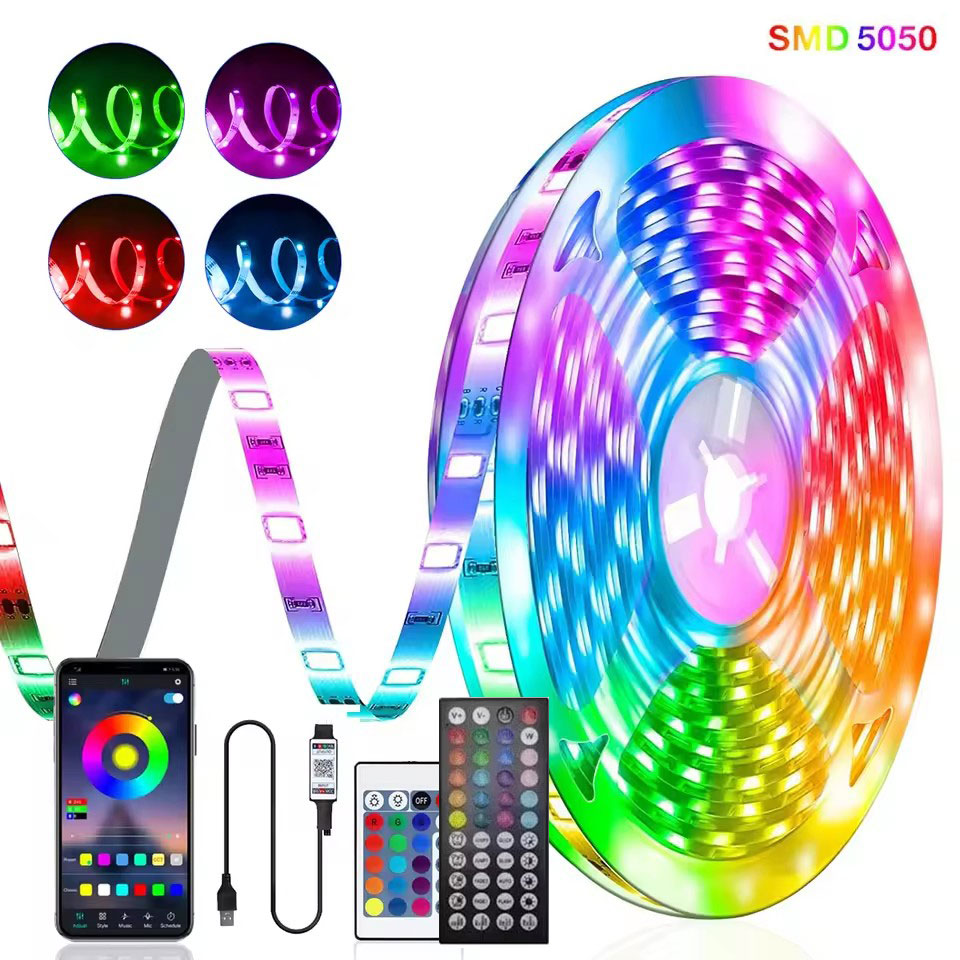Luces Led para habitación Tuya, tira de luces Led Usb con Bluetooth, lámpara Rgb, cinta de 15 metros, cinta de luz Led para habitación de niños, retroiluminación Led de Tv