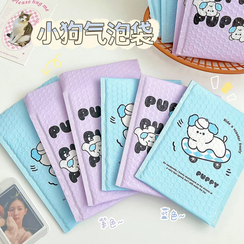 10Pcs Korean Cute Puppy Candy Color Bubble Mailers Kpop 3-inch Photo Card Packing Bag Kawaii Shockproof Shipping Envelopes Bag