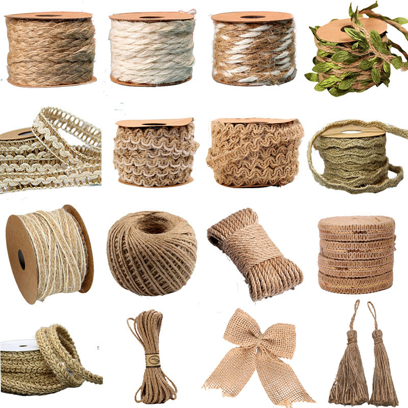 5m natural vintage cabo de juta corda embrulho de presente fita arcos artesanato corda de juta serapilheira festa decoração de casamento suprimentos