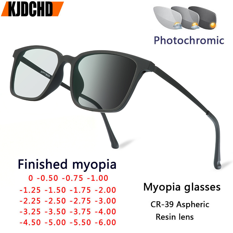Occhiali miopia quadrati in titanio con protezione UV leggera e confortevole Occhiali per la vista corta da 0 -0,5 -0,75 a -6