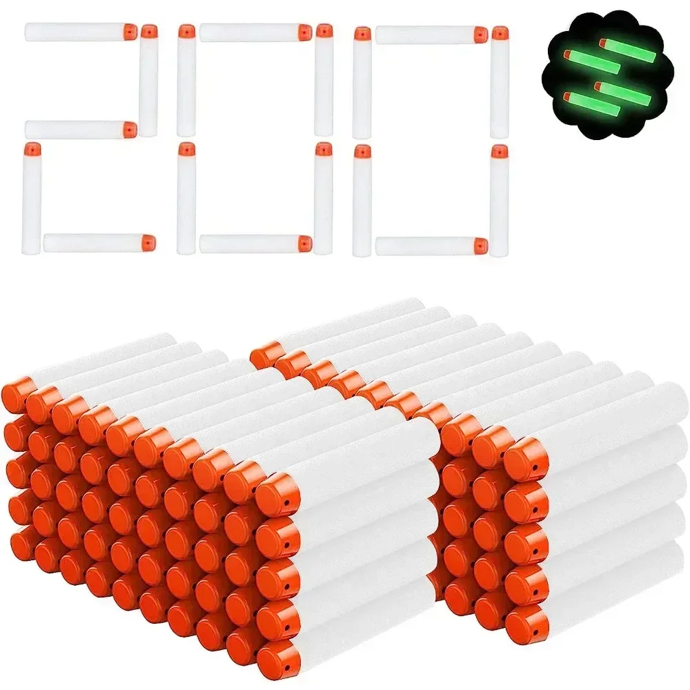 100/200 stücke für Nerf-Kugeln Eva 7,2 cm weißer leuchtender Weich kugel hohlloch kopf für Nerf-Spielzeug pistolen zubehör für Nerf-Blaster