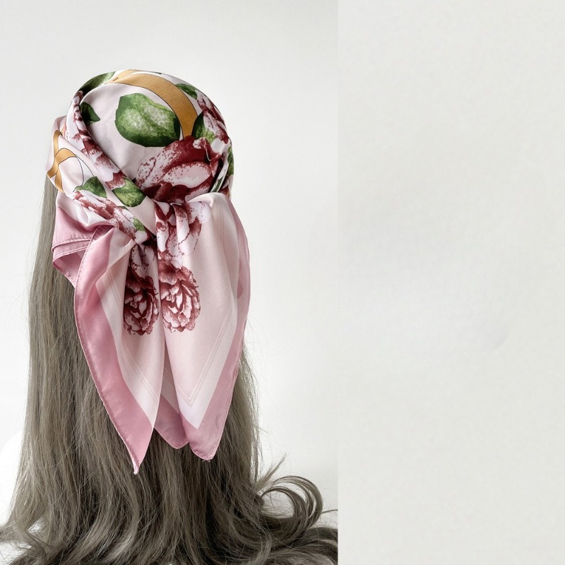 68 cm perzikbloesem bedrukte sjaal dames lente en zomer dunne imitatie zijden sjaal mode temperament sjaals hoofddoek sjaal