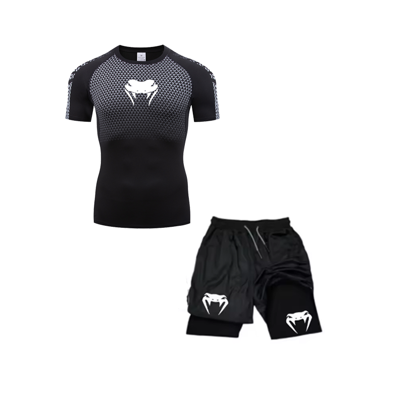 Męski zestaw kompresyjny Anime Venom: koszulki treningowe na siłownię, oddychające szorty do biegania, szybkoschnący sportowy rashguard, zestaw odzieży sportowej.