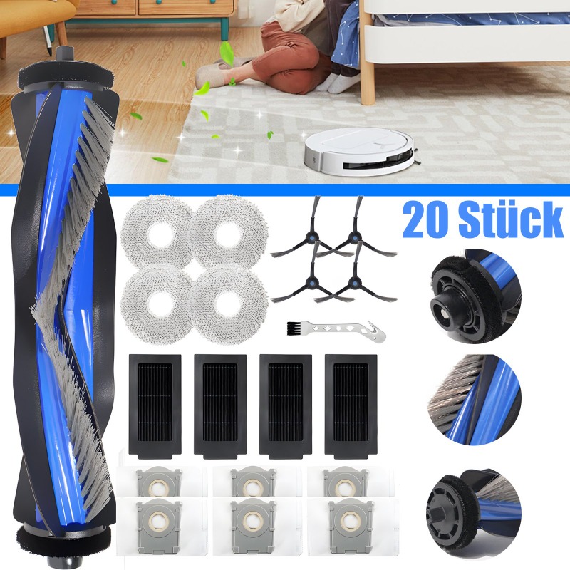 20 Stück langlebiges Ersatzzubehör für Ecovacs Deebot T50 Omni T50 Pro Omni Roboter-Staubsauger-Ersatzteile