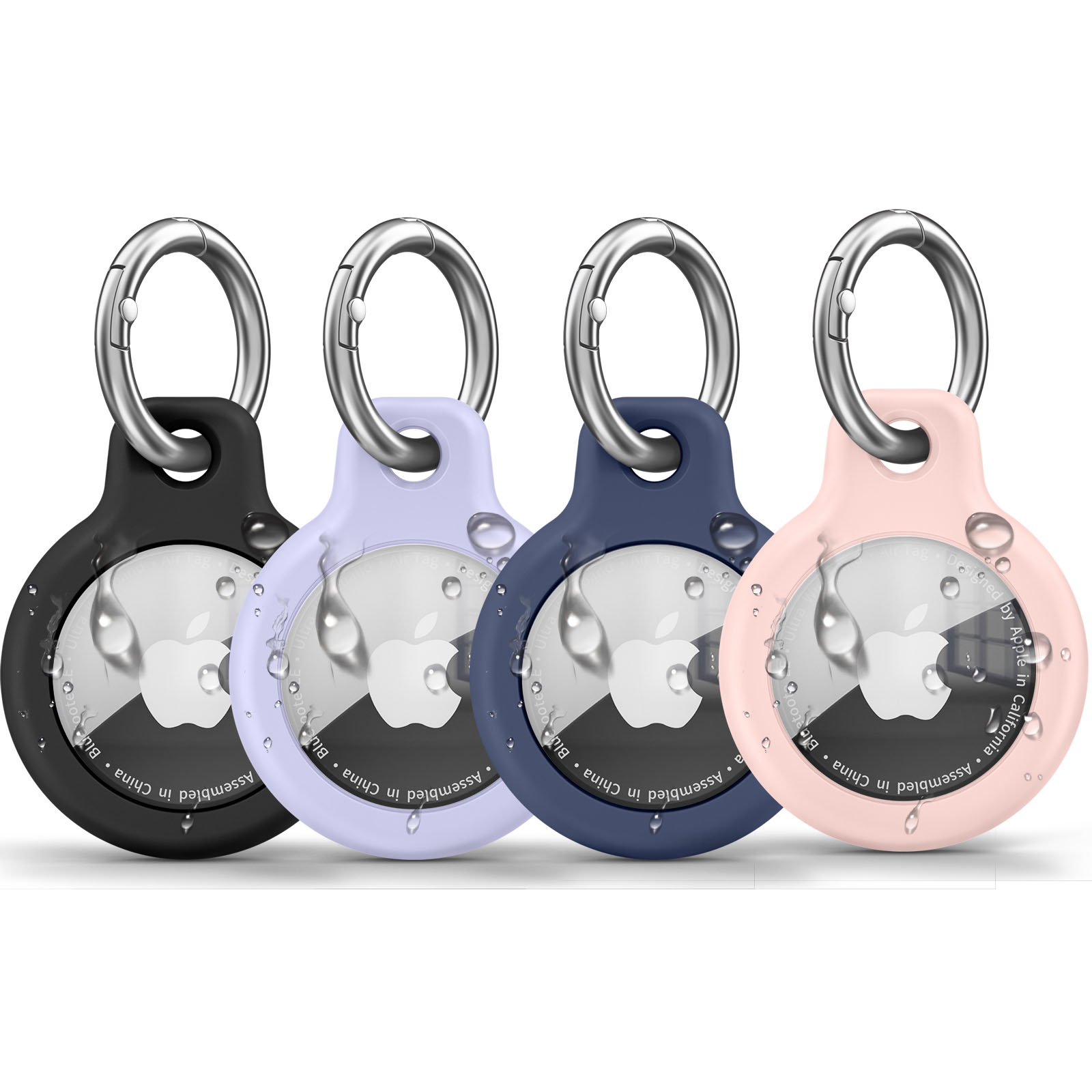 For Apple Airtags Case With Keychain Tracker Holder Soft Silicone Protective Shell Anti-scratch Waterproof Sleeve Dog Cat Collar