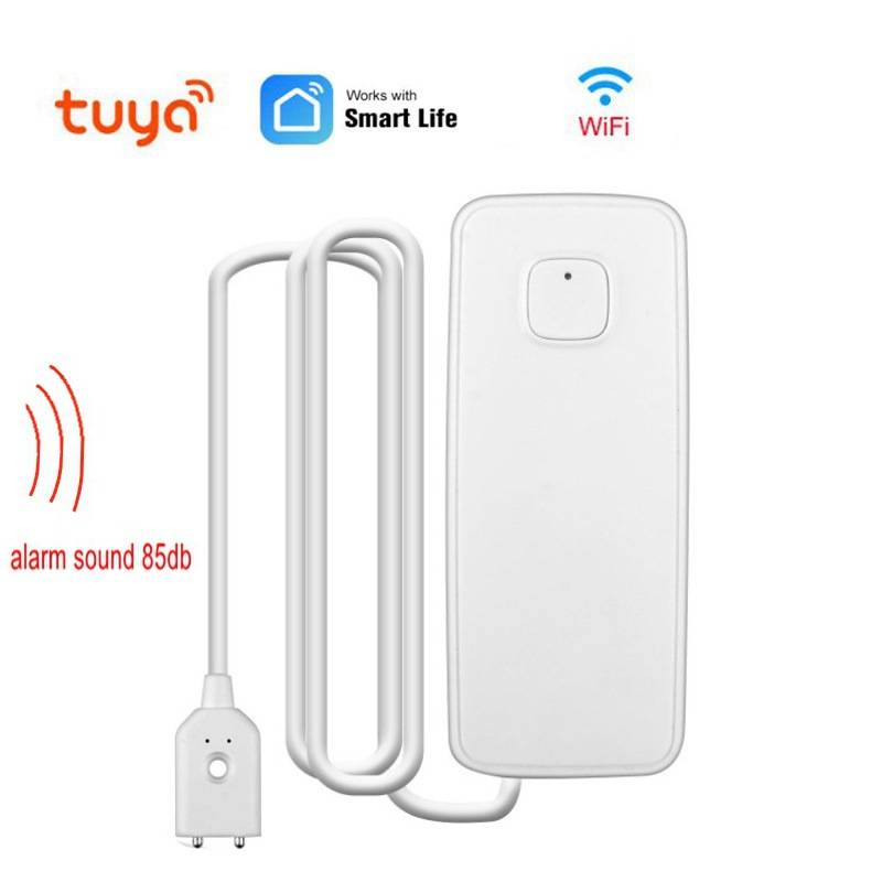 Tuya WiFi Smart Water Leak Sensor Water Overflow Level Detector Security Sound Alarm System Flood Leakage Sensor Remote Monitor