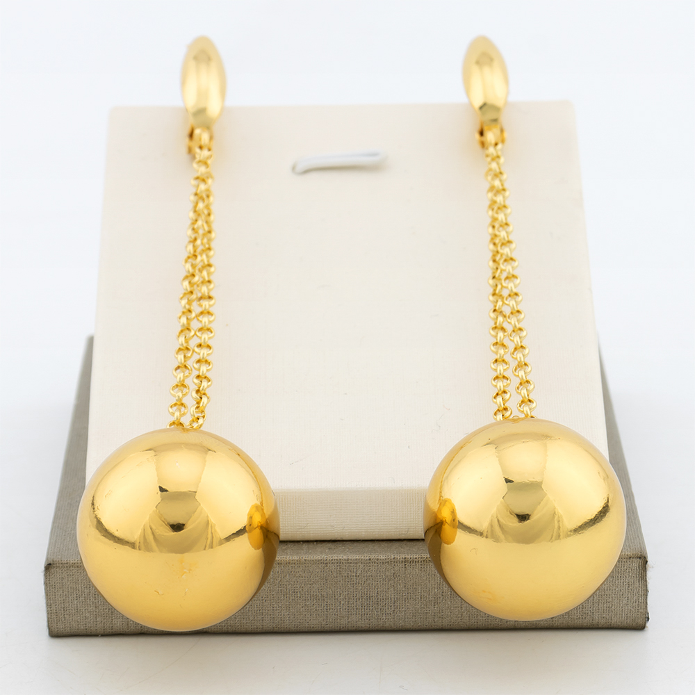 Boucles d'oreilles en perles rondes plaquées or pour femmes, boucles d'oreilles simples en forme de boule circulaire, accessoires de bijoux à la mode, cadeaux d'anniversaire
