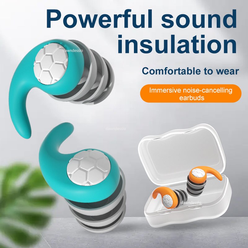 Tapones para los oídos con cancelación de ruido de silicona, filtro de ruido para dormir, natación, impermeables, tapones para los oídos silenciosos de tres capas