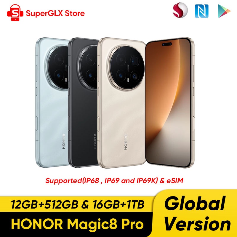 Versión Global HONOR Magic8 Pro 5G Smartphone Snapdragon 8 Elite Gen 5 pantalla OLED de 6,71 "7100mAh 100W supercarga compatible con eSIM
