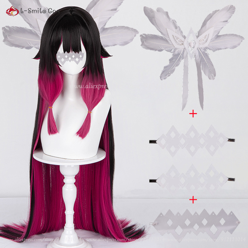 Peluca de Cosplay Columbina de alta calidad, pelucas de Cosplay de Anime Fatui Damselette Colombina, pelo sintético resistente al calor + gorro de peluca