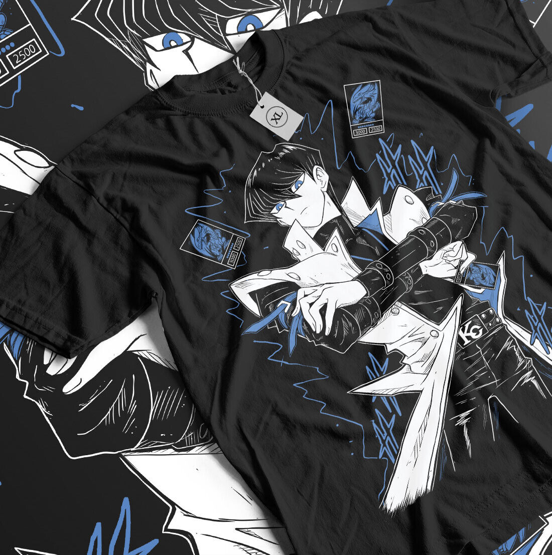 Seto Kaiba เสื้อยืดตาสีฟ้าสีขาวมังกรอะนิเมะ TShirt Yu Gi Oh TEE YuGiOh เสื้อ