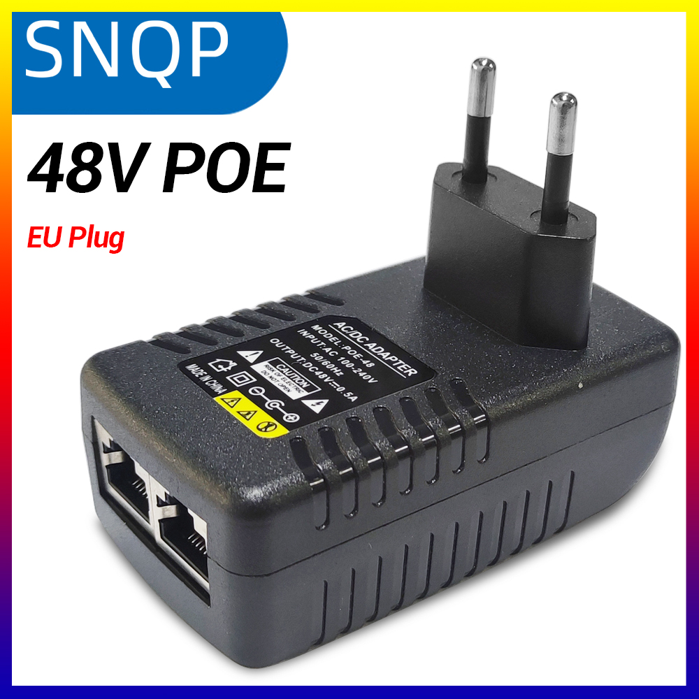 Adaptador de fuente de alimentación POE para vigilancia de seguridad CCTV, 48V, 0,5a, enchufe UE/EE. UU. para inyector, cámara IP Ethernet, enrutador NVR, interruptor POE