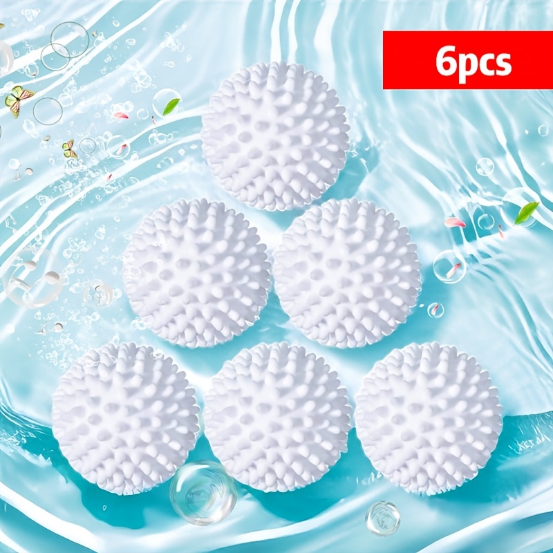 Bola de lavanderia de silicone de 6 pces, bola de lavanderia de tambor antiincrustante, suprimentos essenciais de limpeza para lavanderia reutilizável