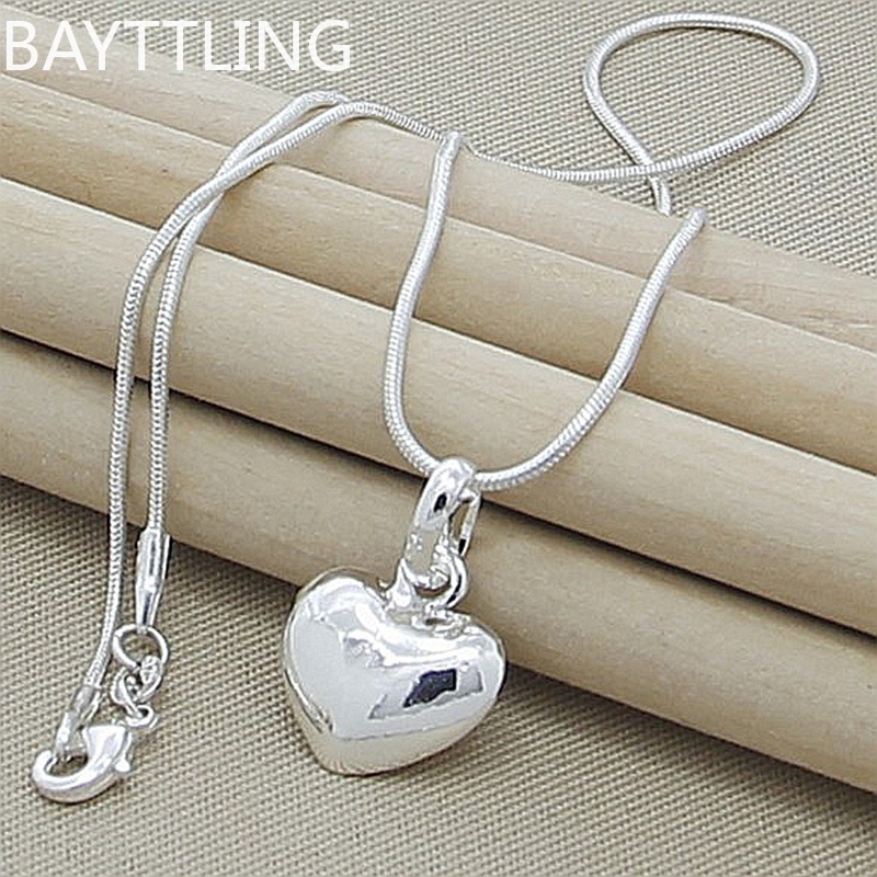 Feine 925 Sterling Silber feste Herz Halskette 18-24 Zoll Schlangen kette für Frauen Hochzeit Charme Modeschmuck Luxus