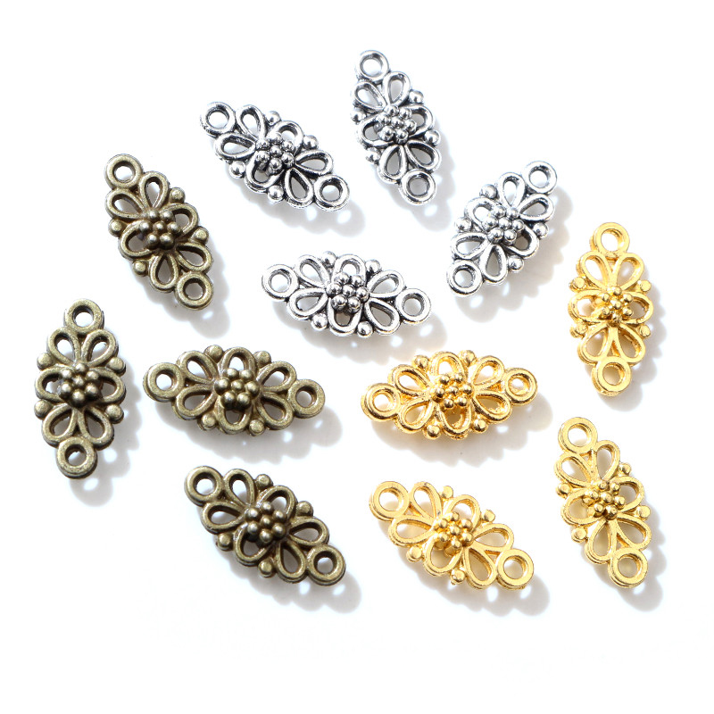 30 sztuk/partia 16x8mm antyczne posrebrzane brązowy kwiat styl złącze urok wisiorek DIY biżuteria dostarcza wyniki