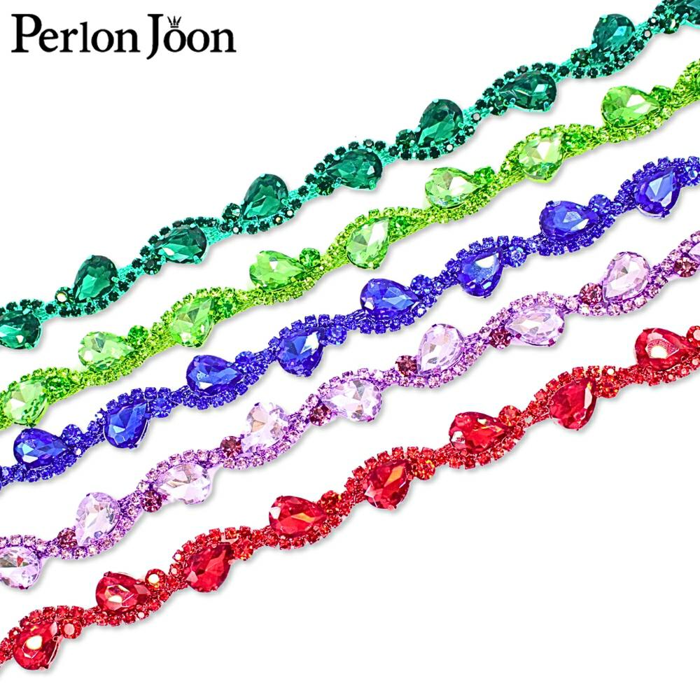 1 Yard Crystal Rhinestone Chain Decoration Colorful Oval for Jewelry Accessory Making Wedding Dress Shoes Craft Decoration ML231