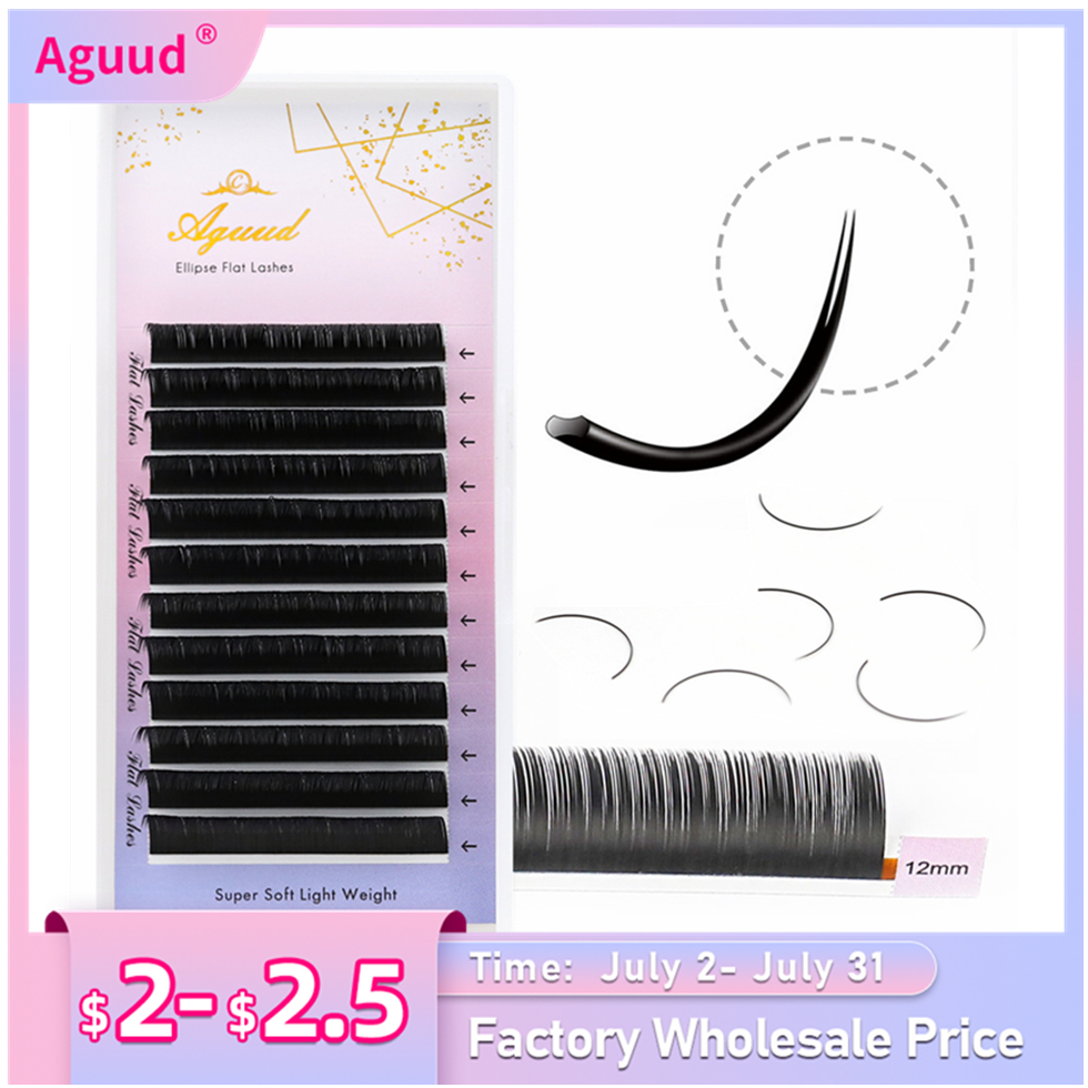 AGUUD Ellipse Flache Falsche Wimpernverlängerungen, Natürliche Weiche Split-Tip Faux Mink Wimpern, Individuelle Weiche Wimpern B C CC D DD Cur