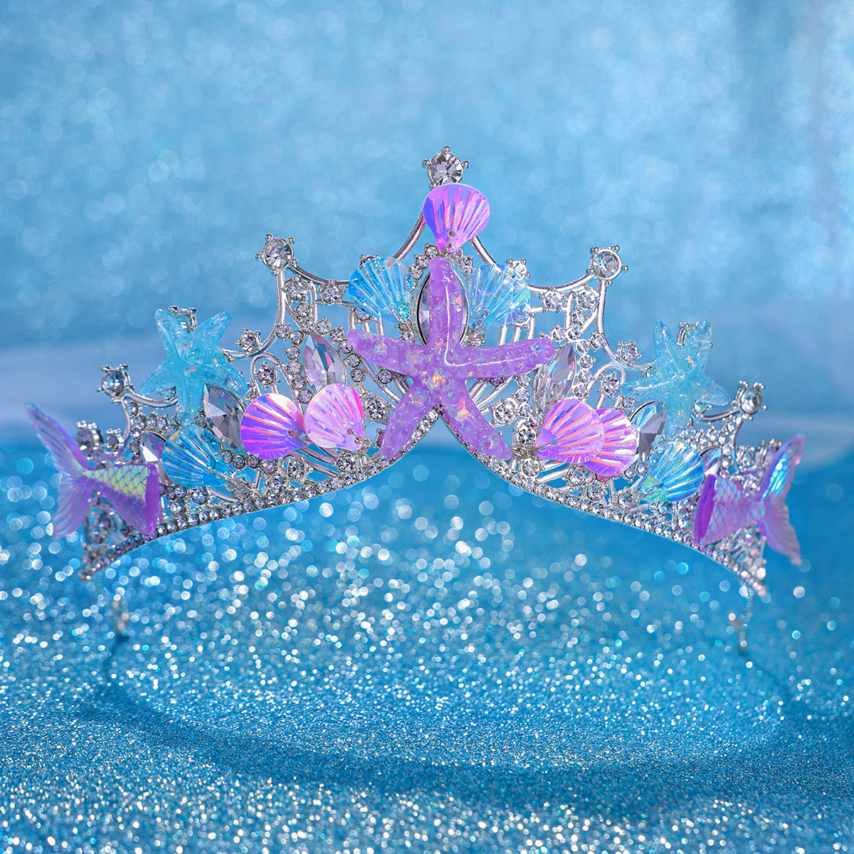 Conchas de colores, corona para fiesta, diadema, sombrero de cola de sirena, accesorios para fotos para niña, fiesta de cumpleaños, accesorios para el cabello de sirena