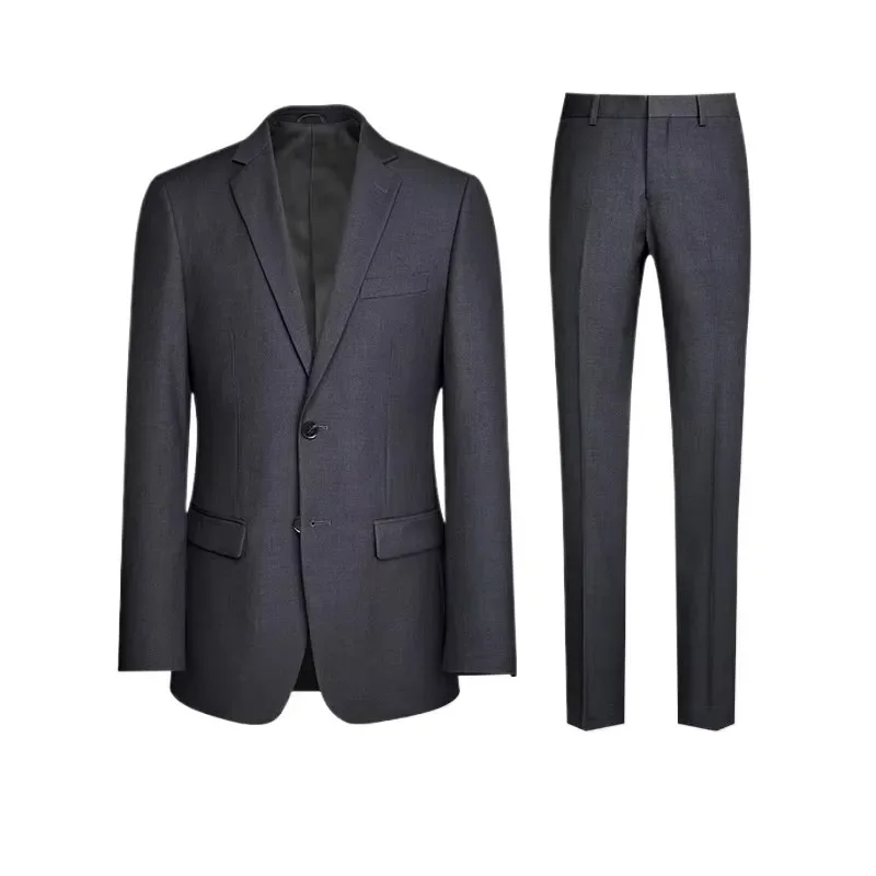 Conjunto de Terno Masculino Slim-fit para Negócios e Eventos Formais: Estilo Inglês, Cor Sólida (Blazer + Calça)