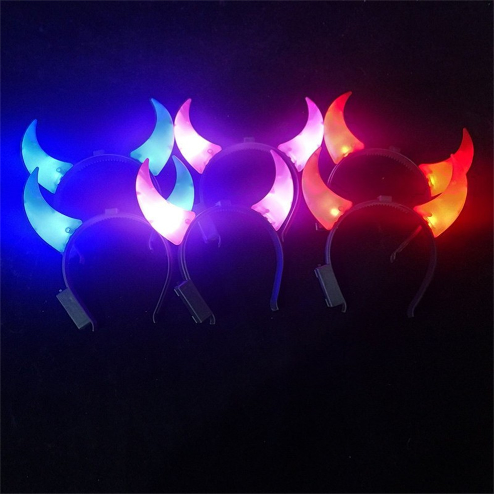 LED Teufel Horn leuchten Stirnband glühenden Teufel Horn Kopf bedeckung Halloween Weihnachts feier Dekoration blinkend LED Kostüm Stirnband