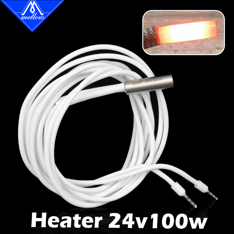 Mellow drukarka 3D szybkie nagrzewanie 6*20MM 100W 24V Super wkład grzejnikowy do drukarki 3D do PT100 Dragon HOTEND Volcano MK8 MK9