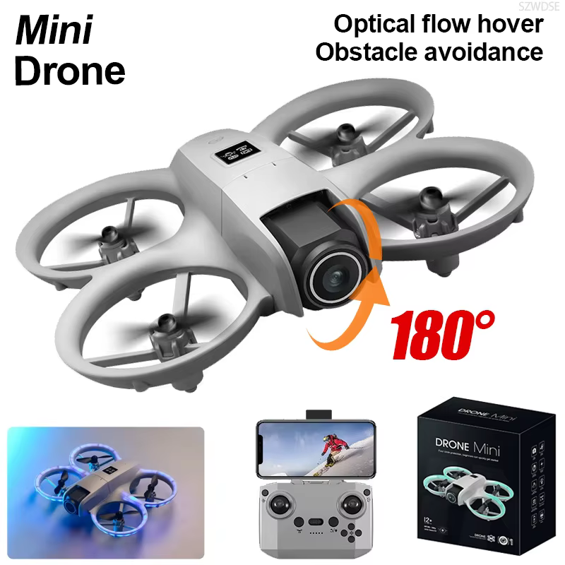 Drone Lipat Mini BARU 2026 Dengan Lampu, Kamera Fotografi Udara 4K, Penentuan Posisi Aliran Optik, Quadcopter Helikopter, Mainan Drone
