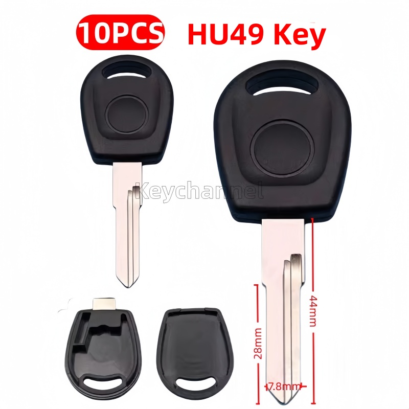 Keychannel 10pcs Car Tansponder Key Spare Chip Key No Chip for Jette Polo Golf With HU49 Key Blade Spare Car Key Locksmith Tool