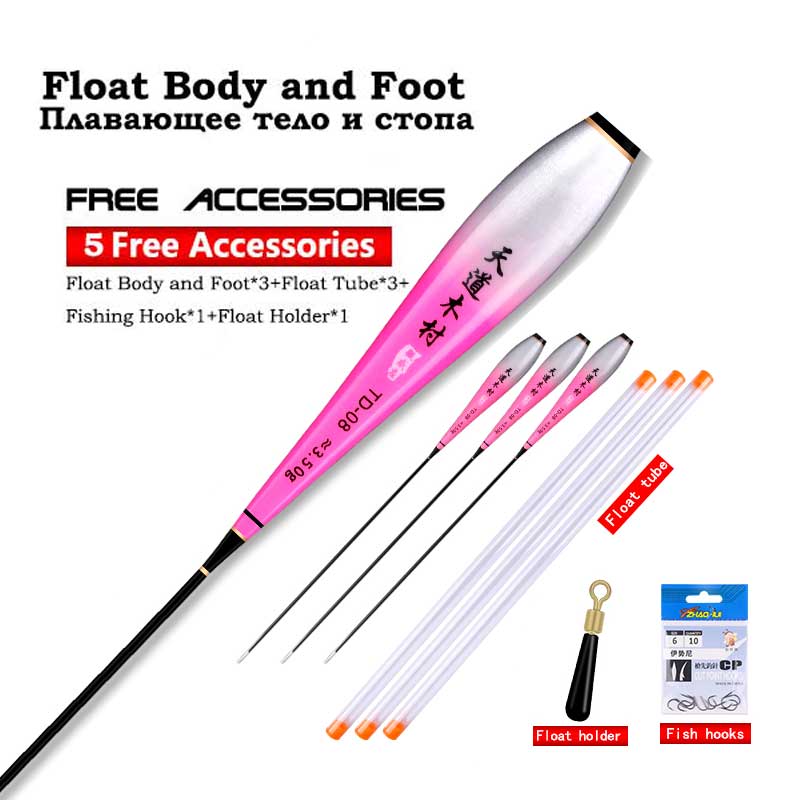 3PCS Nano Float Body Float Foot+3PCS Tubes+1 Bag Hooks+1 Float Holder Luminous Boja Body No Tail No CR425 Battery Fishing Tackle