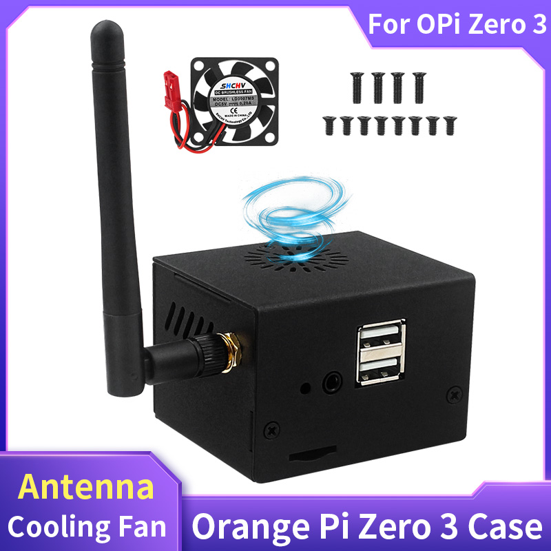 Oranye Pi Nol 3 casing cangkang logam dengan kipas pendingin antena opsional penutup pendingin aktif untuk oranye Pi Nol 3 4 2 1GB papan