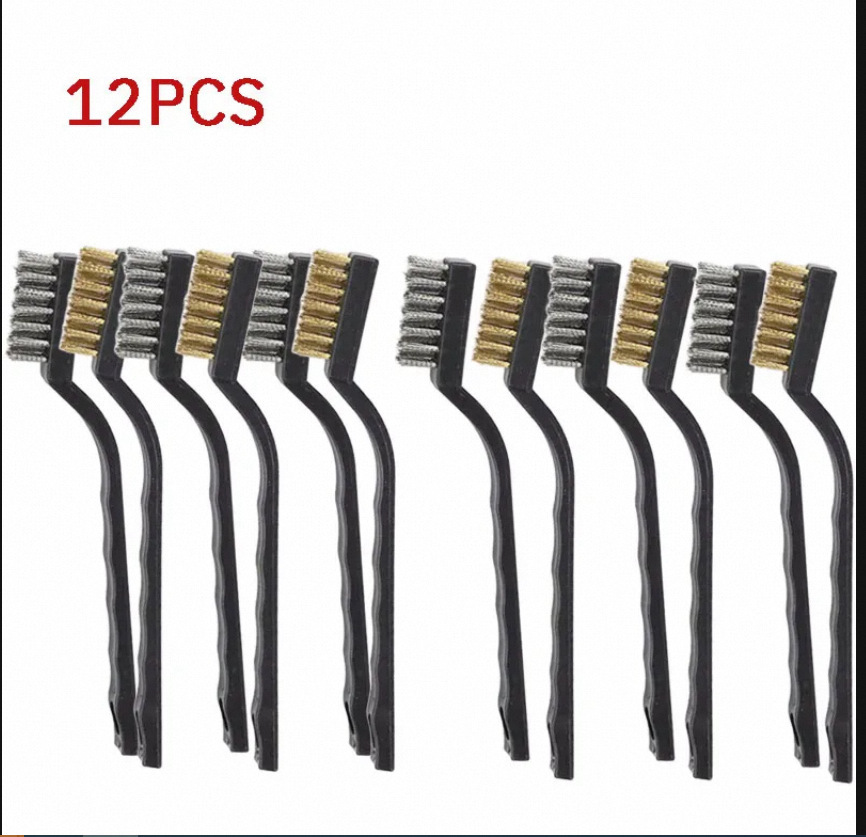12 個コンピュータ工業用歯ブラシミニ銅鋼線ブラシステンレス鋼線ブラシダストハードクリーニング歯ブラシ