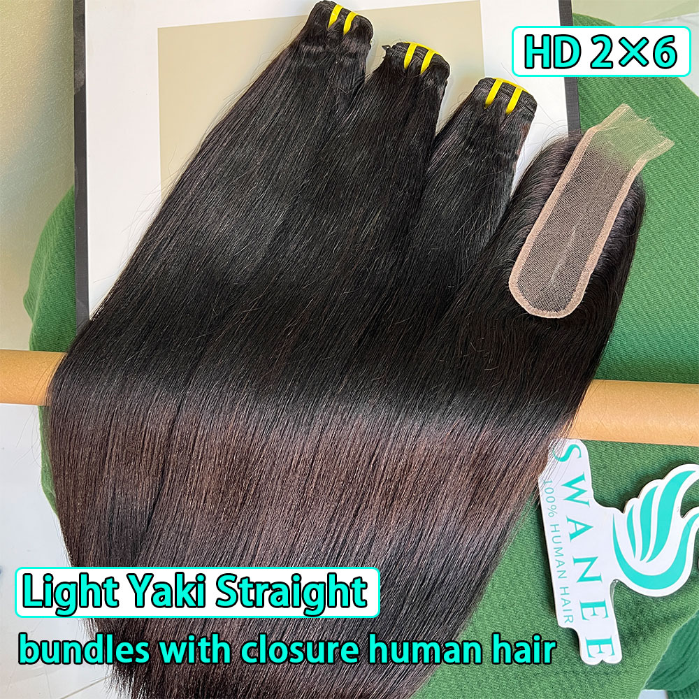 ผมต่อแบบไลท์ ยากิ สเตรท 2x6 HD Lace Closure พร้อมผมแท้แบบมัด 13x4 HD Lace Frontal  ติดได้กับทุกสีผิว ผมเวอร์จินแท้
