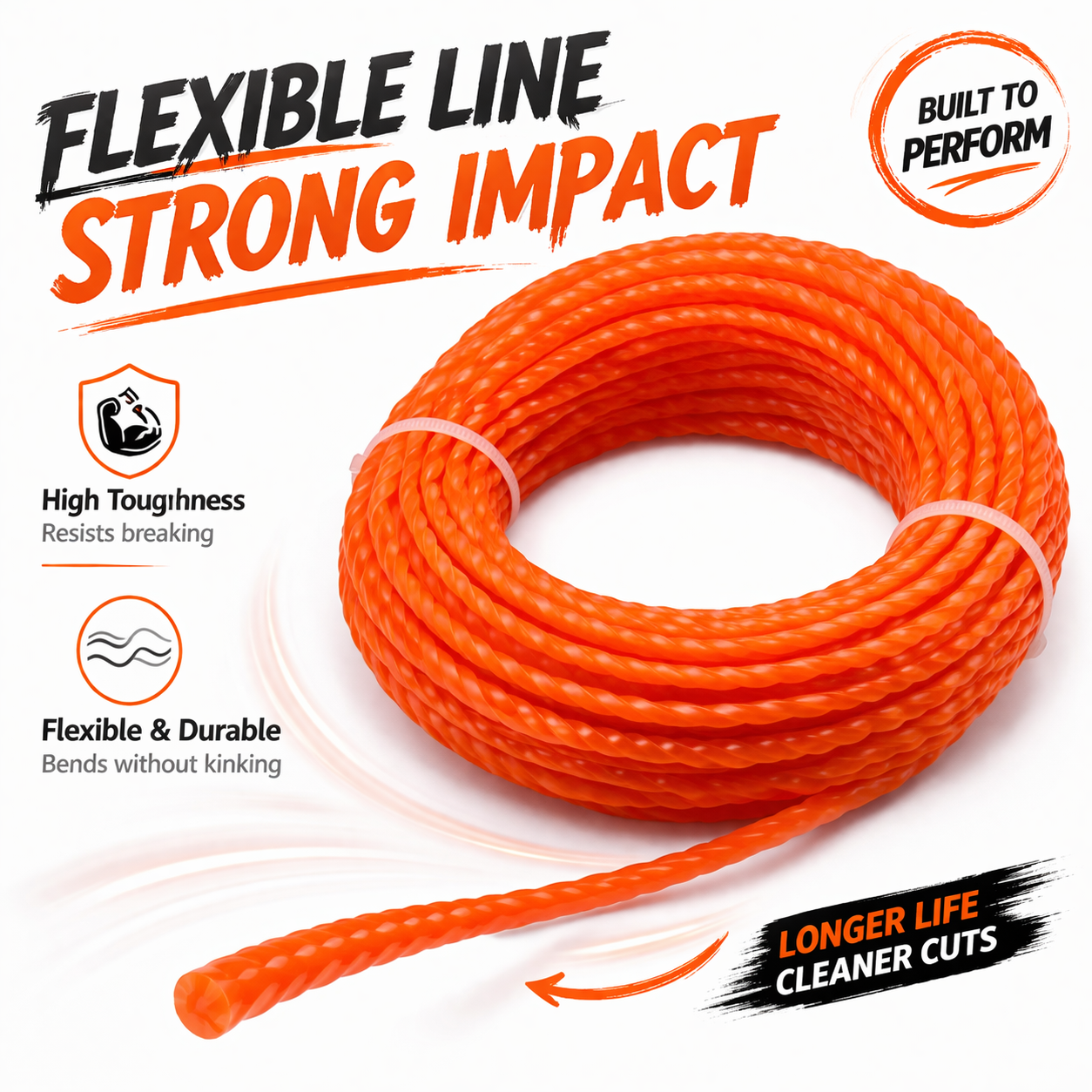 2.4mm/2.7mm/3mm/3.3mm/4mm Grass Trimmer Line, Nylon Strimmer Line, Spiral Brush Cutter Rope, Garden Tool