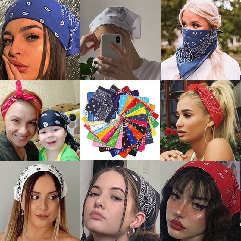 Modna damska chustka chustka dziewczęca dziecięca Punk kwadratowa Bandana nakrycia głowy artystyczne opaski szalik na głowę akcesoria do włosów