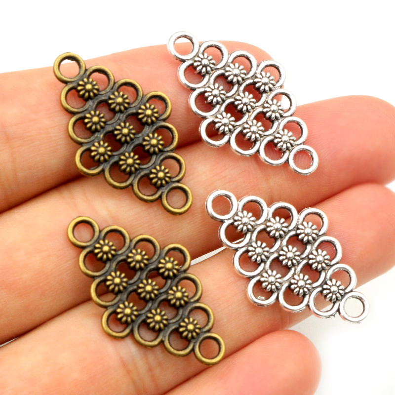 20pcs 29x17mm Antike Bronze und Antike Silber Überzogene Blume Stil Stecker Handgemachte Charme Anhänger: DIY für armband halskette