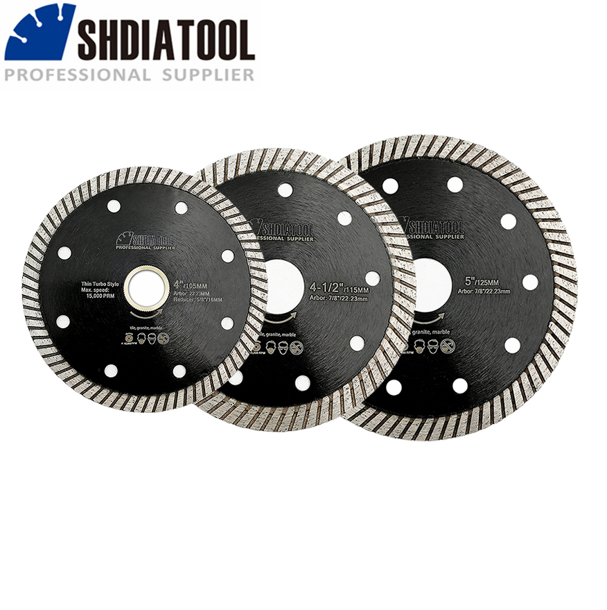 SHDIATOOL 1pc 105 /115/125mm Diamond Hot Pressed Superthin Turbo Blade Tile Ceramic Marble Cutting Disc Thickness 1.1-1.6mm