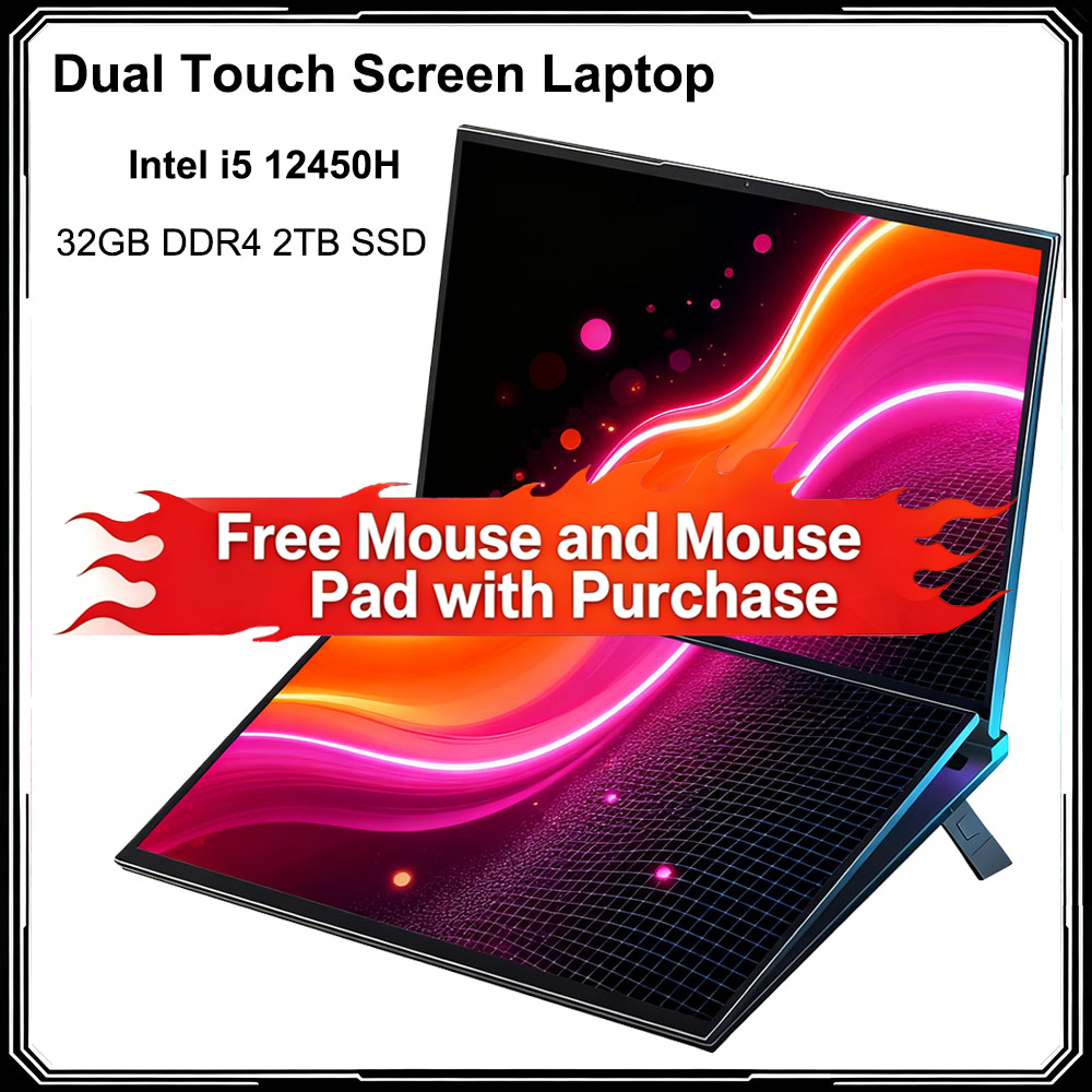 16'' Dual Touch Screen Laptop Intel Core I5 12450H Windows 11 Dual DDR4 32GB RAM M.2 2280 4TB MAX SSD High Speed WIFI for Office