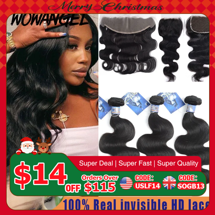 Extensiones de Cabello peruano con cierre de encaje, mechones ondulados con malla Frontal Remy, Invisible