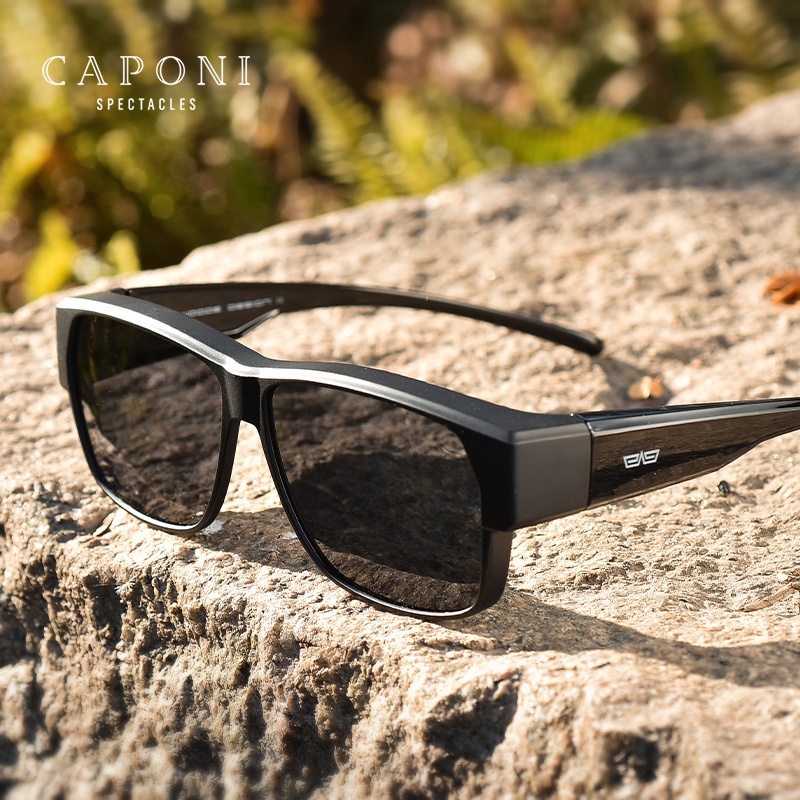 CAPONI Fit Over Sunglasse Gepolariseerde Mannen UV400 Goggles Outdoor Rijden Vissen TR-90 Frame Cover Zonnebril Verkleuring BS3027