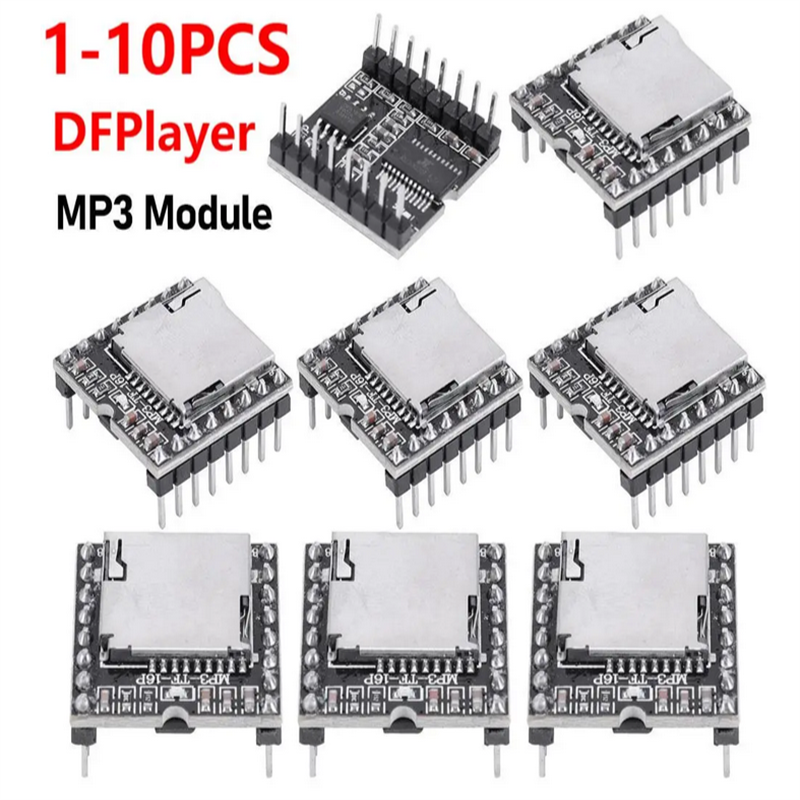 DFPlayer ミニ MP3 プレーヤーモジュール TF カード U ディスクミニ MP3 DF プレーヤーオーディオ音声モジュール IO/シリアルポート/AD MP3-TF-16P Arduino 用