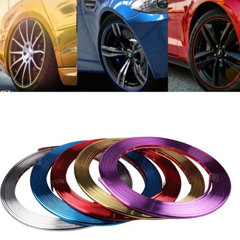 Tiras decorativas para cubo de rueda de coche, 8M, malla de neumático galvanizada, pegatinas decorativas, tiras anticolisión, protección para cubo de rueda