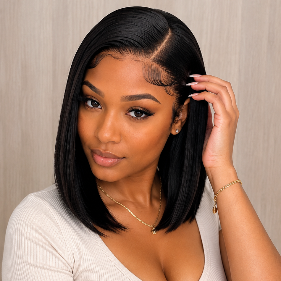 13x4 13x6 HD Bone Straight Lace Frontal Human Hair Brazilian 100% Short Bob Wig For Women 200% Straight Lace Front Bob Wigs
