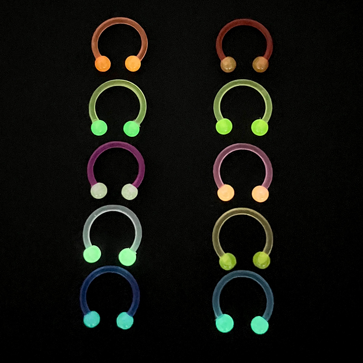 10 buah anting tindik Septum fleksibel bercahaya cincin hidung sepatu kuda akrilik cincin tindik alis bibir Tragus anting perhiasan Retainer 16G