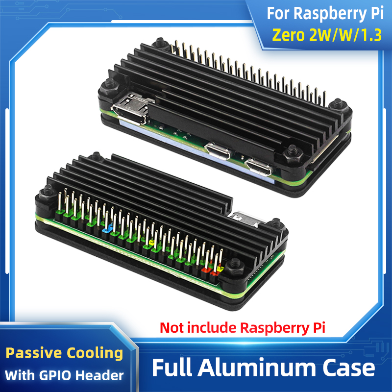 Raspberry Pi Zero 2 W carcasa de aluminio carcasa blindada con almohadilla térmica disipador de calor caja de refrigeración pasiva para Raspberry Pi Zero 2W/W/1,3