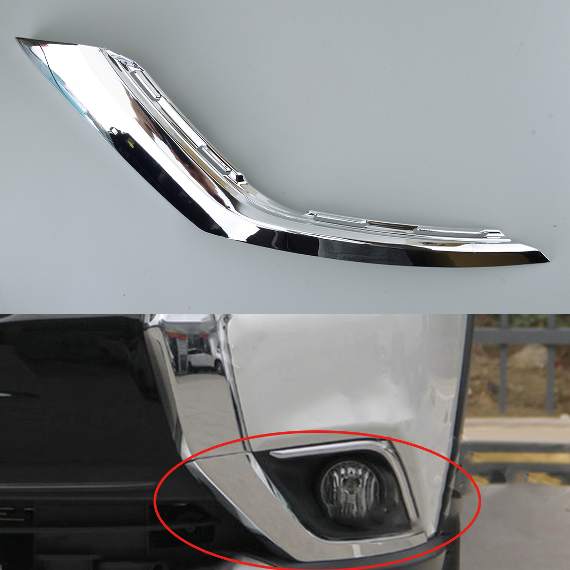 6407A143รถด้านหน้าซ้ายล่างกันชน Chrome ฝาครอบพอดีสำหรับ Mitsubishi Outlander 2019 2018 2017 2016